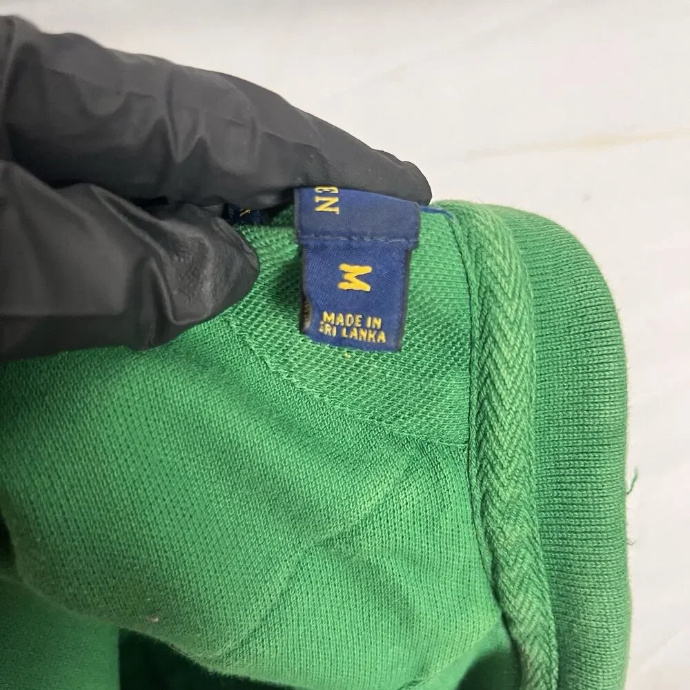 Polo Ralph Lauren Football Rugby Shirt Green Custom Fit Men’s Medium M Patches
